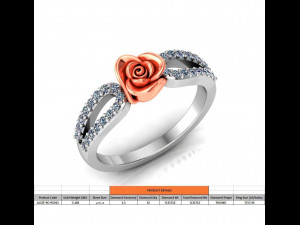 ring rose flower with stones 15 Model 3D