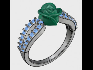 ring rose flower with stones 15 3D Model