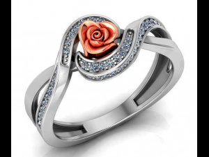 Ring Rosenbl&uuml;te mit Steinen 16 3D Modell