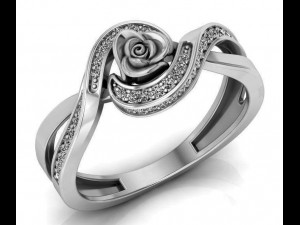 ring rose flower with stones 16 3D मॉडल