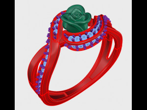 ring rose flower with stones 16 3D मॉडल