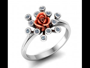ring rose flower with stones 17 3D-Modell