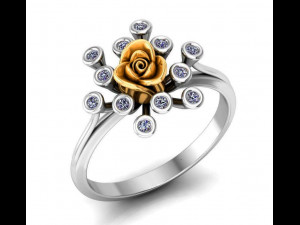 ring rose flower with stones 17 3D मॉडल