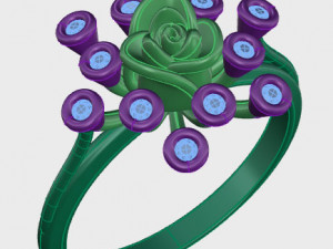 ring rose flower with stones 17 3D मॉडल