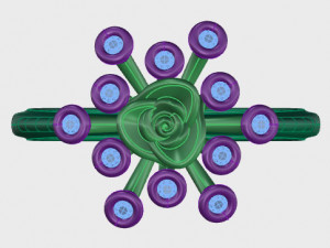 ring rose flower with stones 17 3D मॉडल