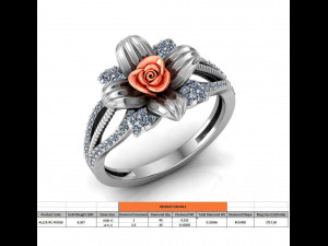 ring rose flower with stones 18 3Dモデル