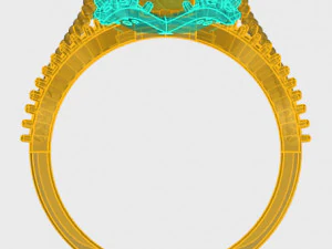 ring rose flower with stones 18 3D Model