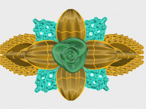 ring rose flower with stones 18 3Dモデル