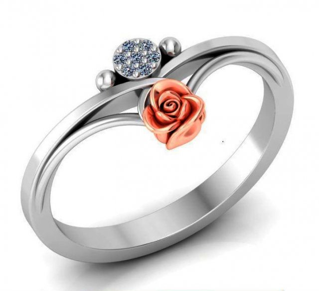 ring rose flower with stones 19 3D Model .c4d .max .obj .3ds .fbx .stl .blend