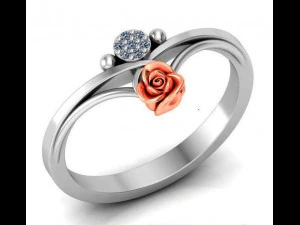 Ring Rosenbl&uuml;te mit Steinen 19 3D Modell