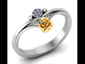 ring rose flower with stones 19 3D Model