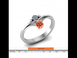 ring rose flower with stones 19 3D Model