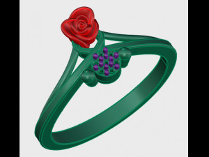 ring rose flower with stones 19 3D Model