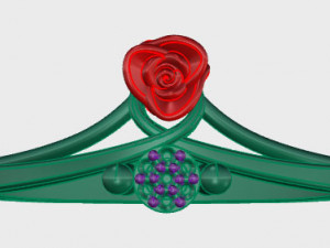 ring rose flower with stones 19 3D Model