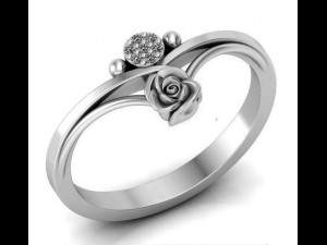 ring rose flower with stones 19 3D Model
