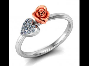 Ring Rosenbl&uuml;te mit Steinen 20 3D Modell