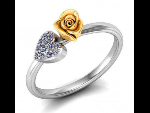 ring rose flower with stones 20 3D Modell
