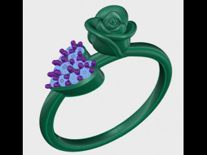 ring rose flower with stones 20 3D Modell
