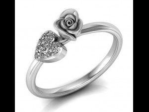 ring rose flower with stones 20 3D Modell