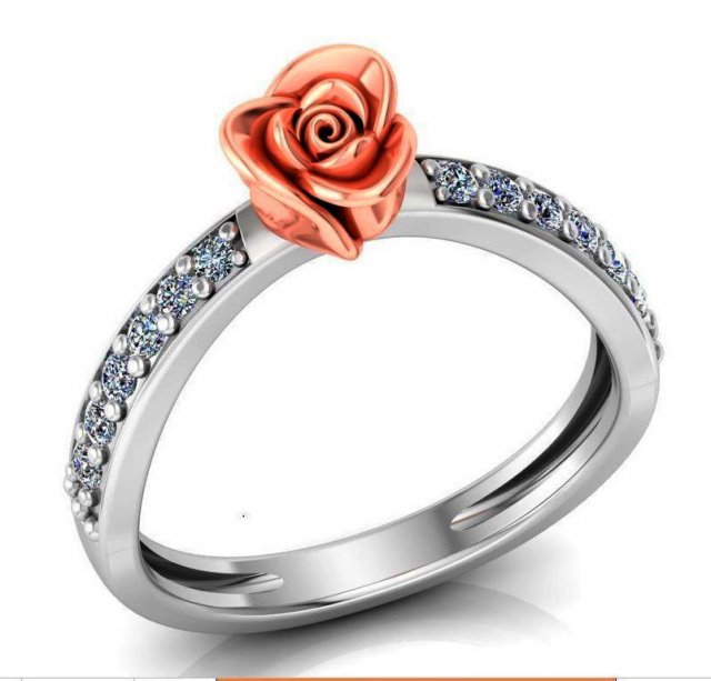 ring rose flower with stones 21 3D Model .c4d .max .obj .3ds .fbx .stl .blend 