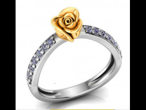 ring rose flower with stones 21 3D Model