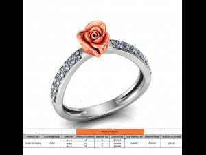 ring rose flower with stones 21 3D Model