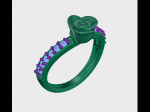 ring rose flower with stones 21 3D Model