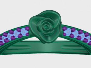 ring rose flower with stones 21 3D Model