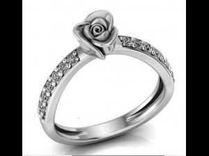 ring rose flower with stones 21 3D Model