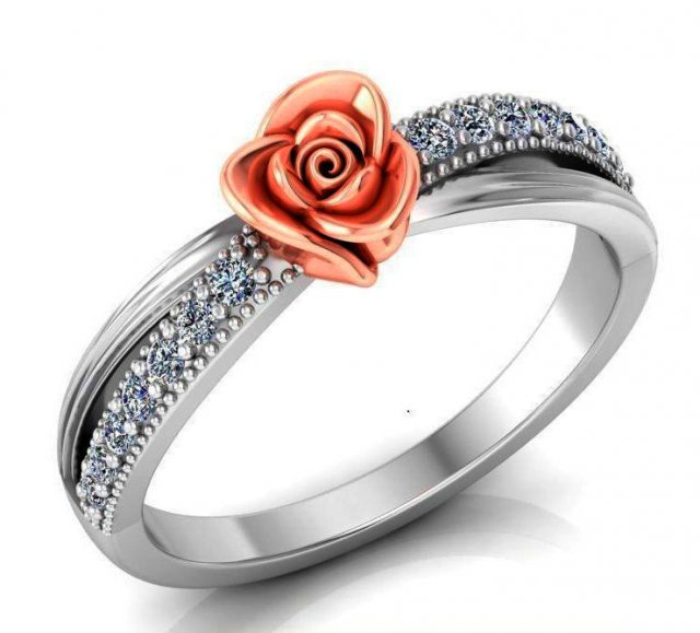 ring rose flower with stones 22 Model 3D .c4d .max .obj .3ds .fbx .stl .blend 