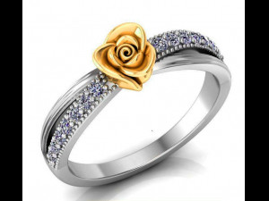 ring rose flower with stones 22 Model 3D