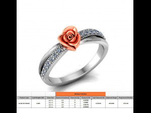ring rose flower with stones 22 Model 3D