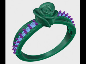 ring rose flower with stones 22 Model 3D