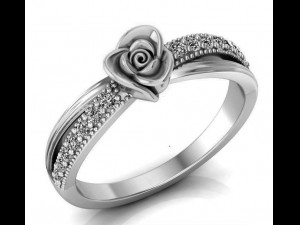 ring rose flower with stones 22 Model 3D