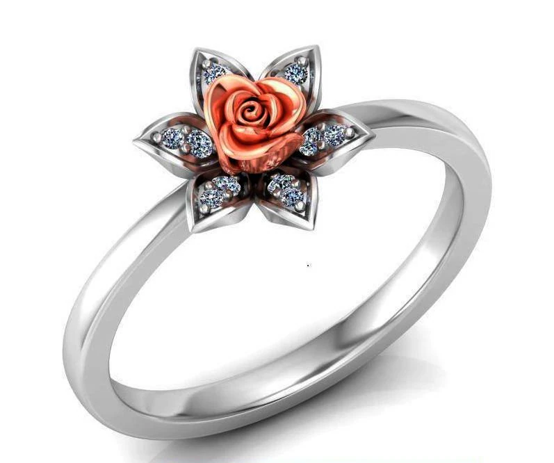 ring rose flower with stones 23 3D Model .c4d .max .obj .3ds .fbx .stl .blend 