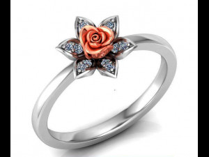 ring rose flower with stones 23 3D-Modell