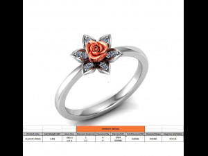 ring rose flower with stones 23 3Dモデル