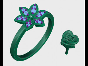ring rose flower with stones 23 3Dモデル