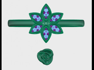 ring rose flower with stones 23 3Dモデル