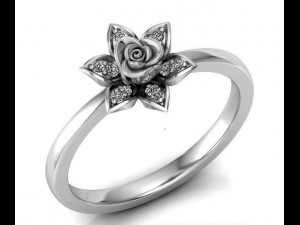 ring rose flower with stones 23 3Dモデル