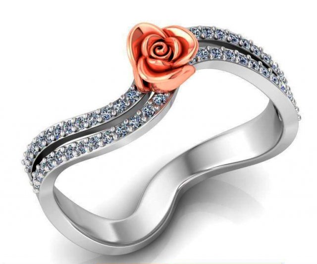 ring rose flower with stones 24 3D Модель .c4d .max .obj .3ds .fbx .stl .blend 