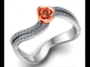 ring rose flower with stones 24 3D-Modell