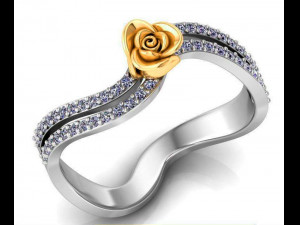 ring rose flower with stones 24 3D Модель