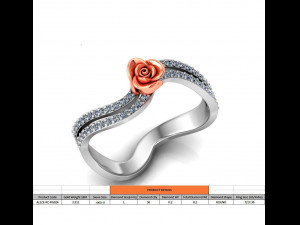 ring rose flower with stones 24 3D Модель