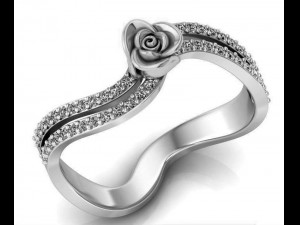 ring rose flower with stones 24 3D Модель