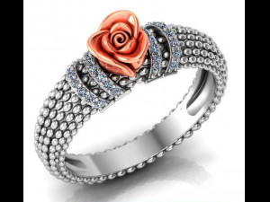 ring rose flower with stones 25 3D Model
