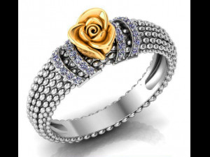 ring rose flower with stones 25 3D Model