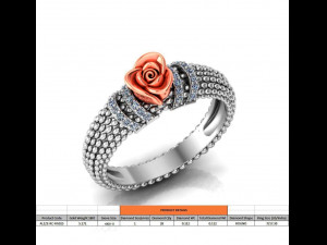 ring rose flower with stones 25 3D Model