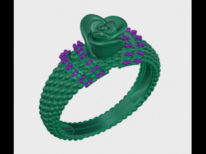 ring rose flower with stones 25 3D Model