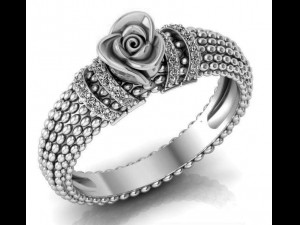ring rose flower with stones 25 3D Model
